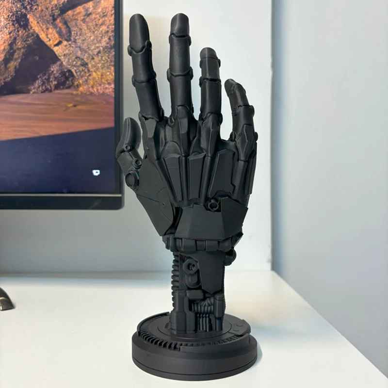 Cyberpunk Robot Hand Statue | Black Mechanical Hand Desk Decor | Geekzillaa