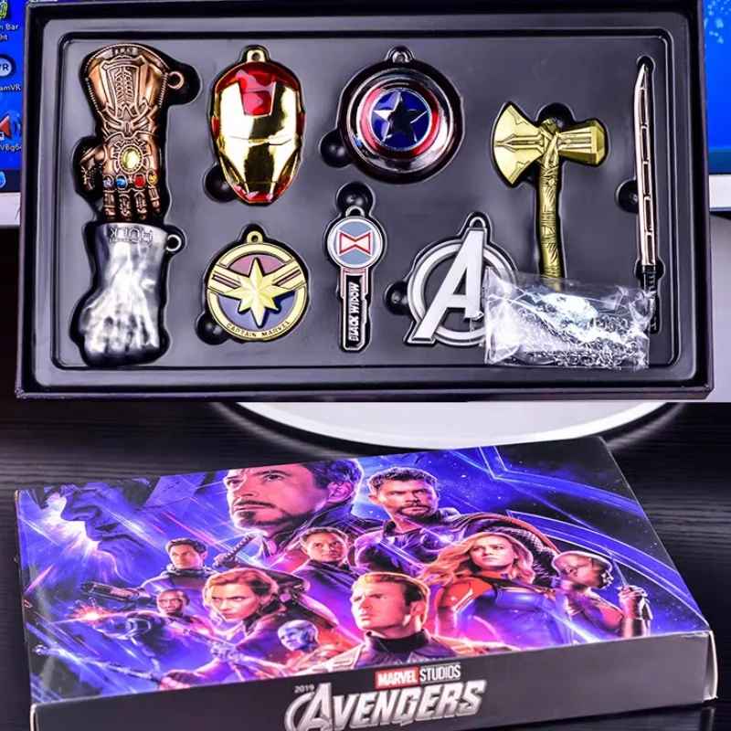 Very high quality collector's Marvel Avengers Endgame – Thor Axe, Iron Man Helmet, Thanos Infinity Gauntlet | Action Figure Ornaments & Car Key Pendants