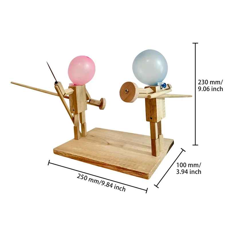 Balloon Bamboo Man Battle Fun Wooden Fencing Puppets Wooden Bots Battle Game Whack A Balloon For Party