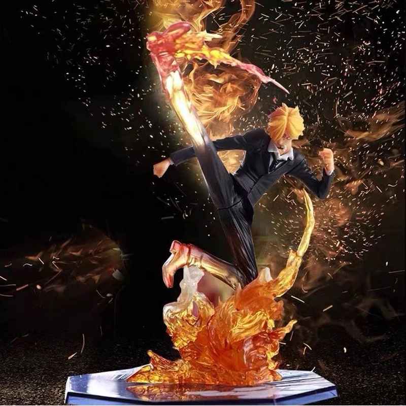 One Piece Sanji Sculpture Black Leg Fire Battle Version