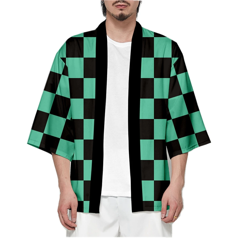 Tanjirou Green Black Checkered Cloak
