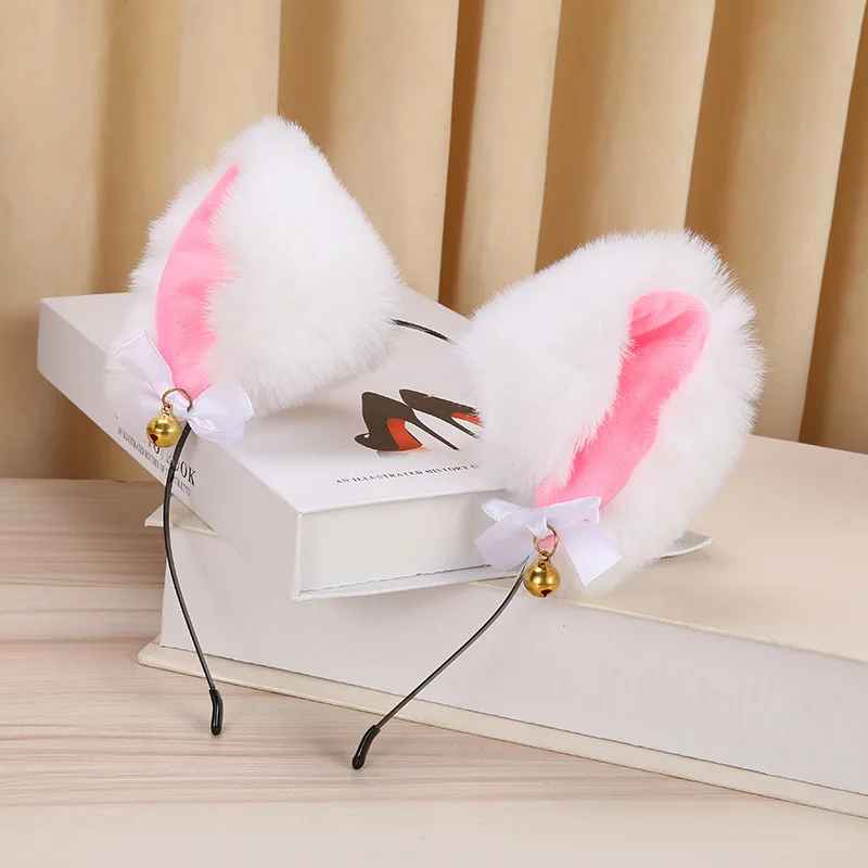 Cute Fluffy Cat Ears Headband with Bells – Kawaii Cosplay Hair Accessory for Women & Girls