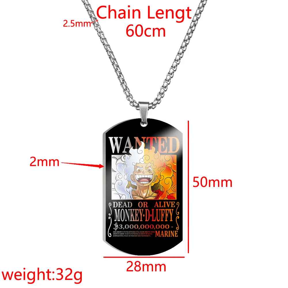 One Piece Characters Pendant- Stainless Steel Dog Tag Necklace