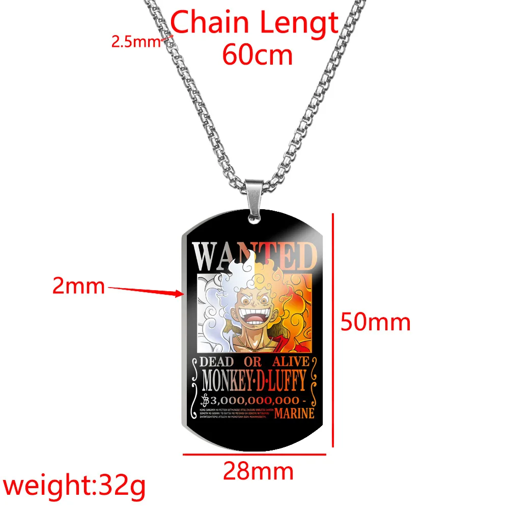 One Piece Characters Pendant- Stainless Steel Dog Tag Necklace