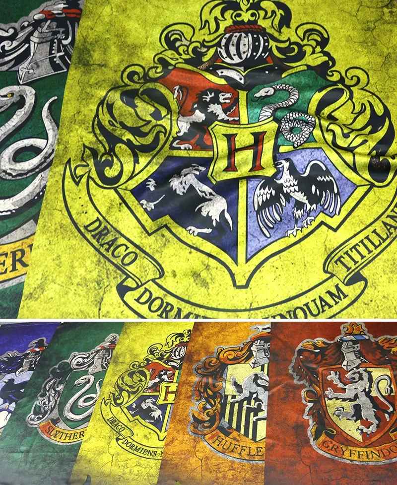 Harry Potter Banner – Hogwarts Flags (Gryffindor, Slytherin, Hufflepuff, Ravenclaw & School Crest | 75x125cm)