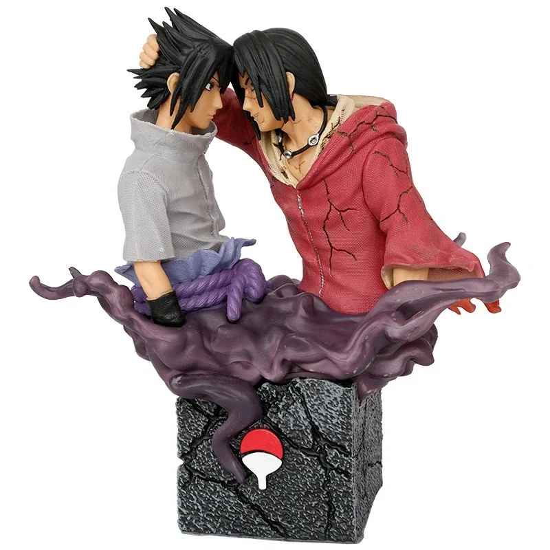 Sasuke & Itachi Uchiha Tribute Statue | Naruto Shippuden Brothers' Farewell Figure | Uchiha Crest Base | Geekzillaa