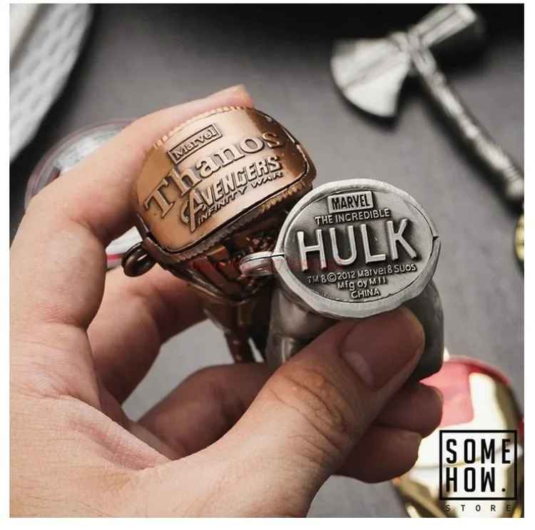 Very high quality collector's Marvel Avengers Endgame  – Thor Axe, Iron Man Helmet, Thanos Infinity Gauntlet | Action Figure Ornaments & Car Key Pendants