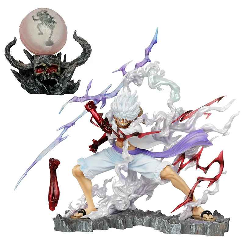 Luffy Gear 5 Nika LED Lamp figure premium statue One Piece display light skull base