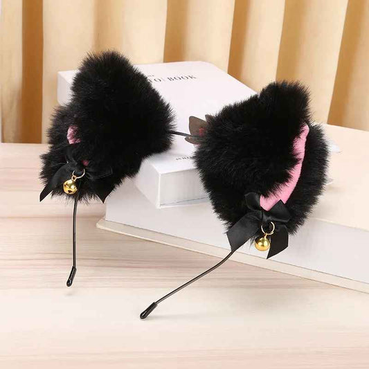 Cute Fluffy Cat Ears Headband with Bells – Kawaii Cosplay Hair Accessory for Women & Girls