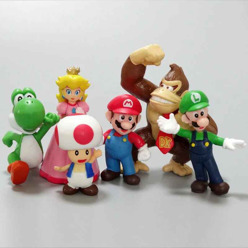 Mario, Luigi, Peach & Yoshi Collectible Toy Set (6 Pcs)
