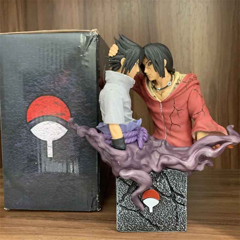 Sasuke & Itachi Uchiha Tribute Statue | Naruto Shippuden Brothers' Farewell Figure | Uchiha Crest Base | Geekzillaa
