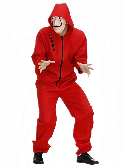 Money Heist Red Jumpsuit & Dali Mask Costume Set