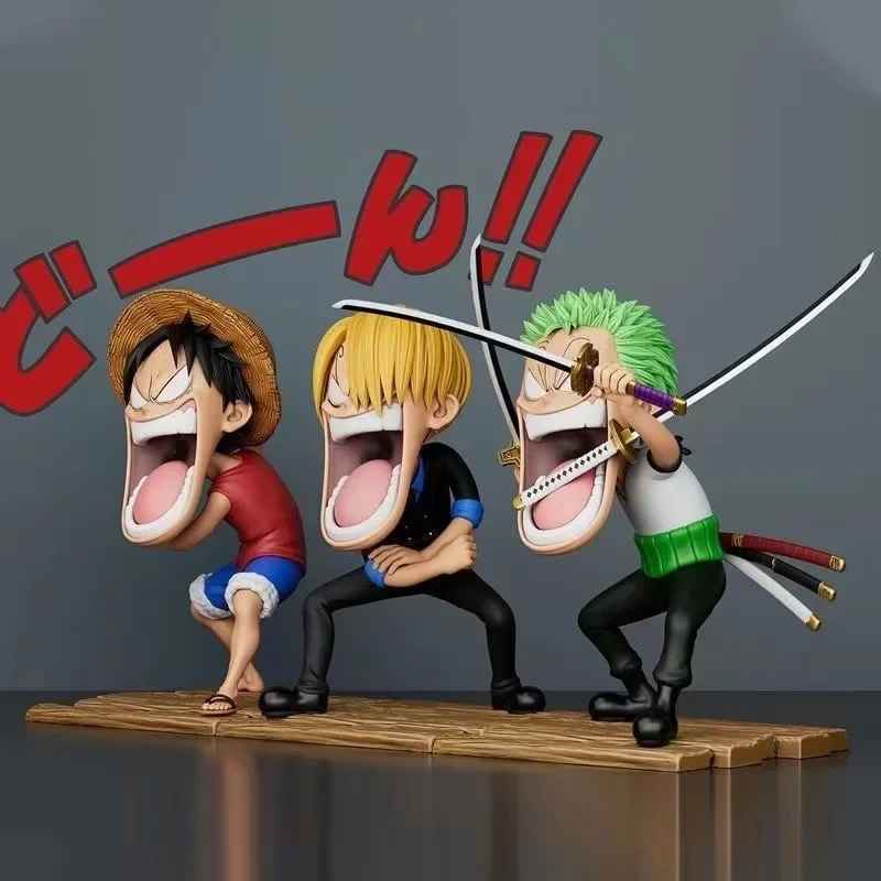 One Piece laughing figure set Luffy Zoro and Sanji monster trio Skypiea statue