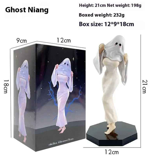 Cute Ghost Girl Figure | Ghost Niang Vinyl Statue 21cm | Original Character Anime Collectible | Geekzillaa