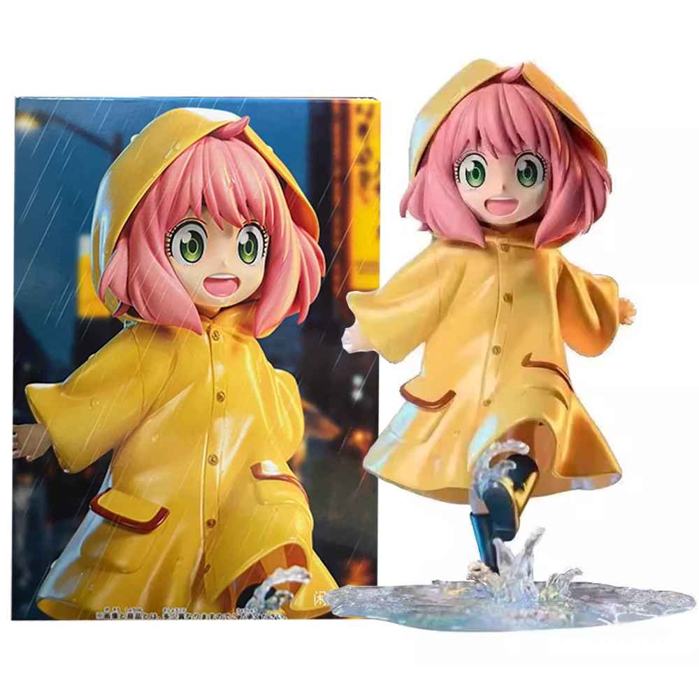 Anya Forger Spy x Family figure yellow raincoat water splash base chibi statue