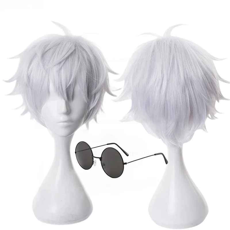 Satoru Gojo Cosplay Wig – Jujutsu Kaisen Short White Synthetic Hair (Heat Resistant)