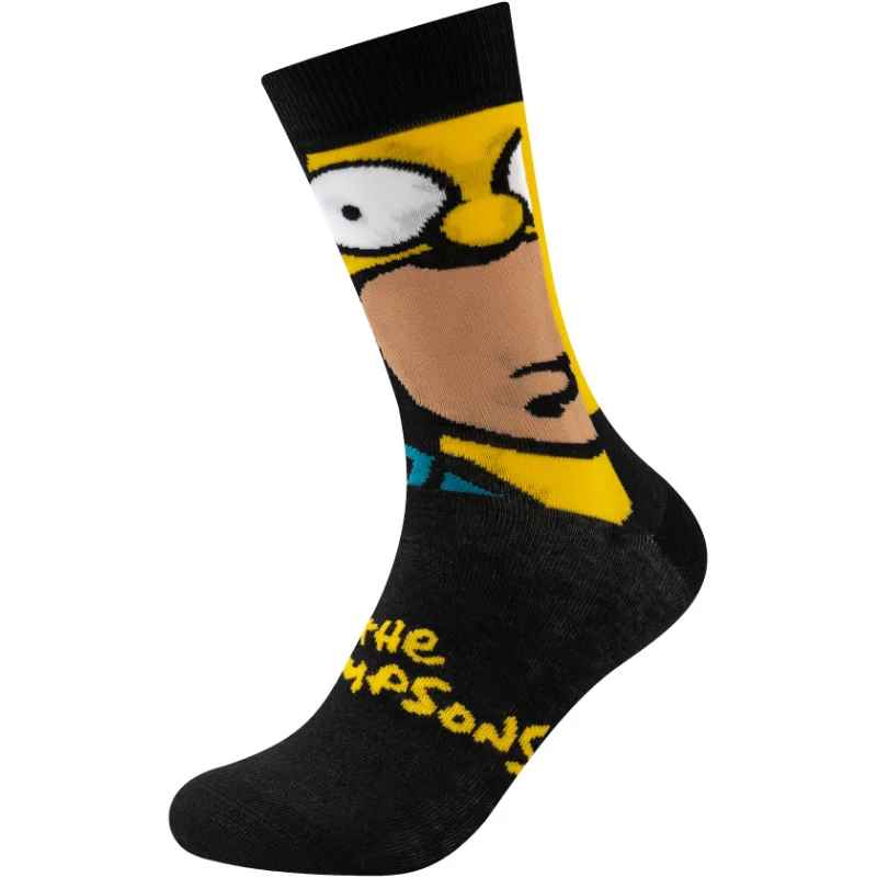 The Simpsons Homer Socks | Yellow & Black Face Crew Socks Cartoon Merchandise | Geekzillaa