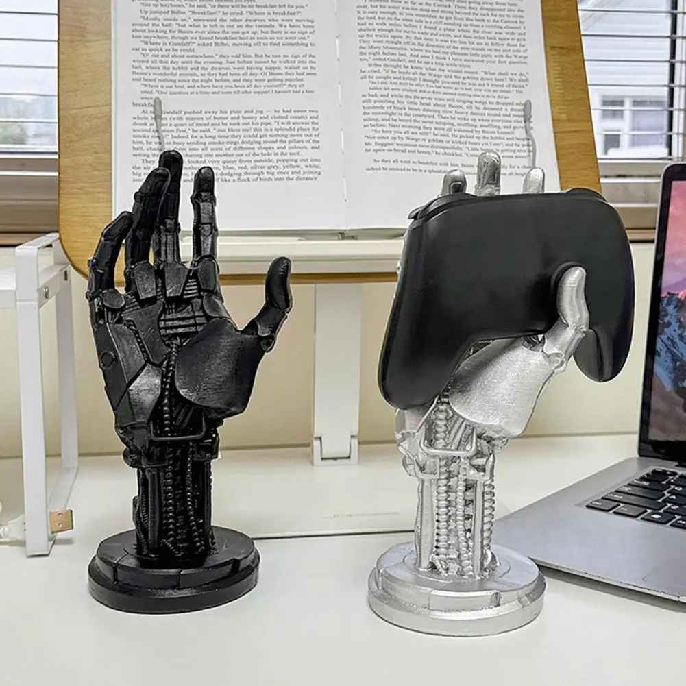 Cyberpunk Robot Hand Statue | Black Mechanical Hand Desk Decor | Geekzillaa