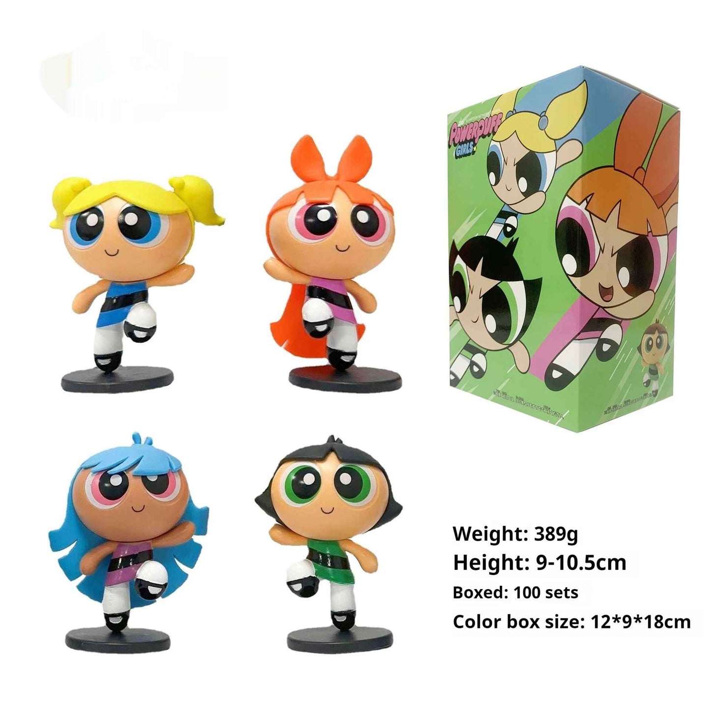 The Powerpuff Girls figure set with Blossom, Bubbles, Buttercup cartoon collectible statues