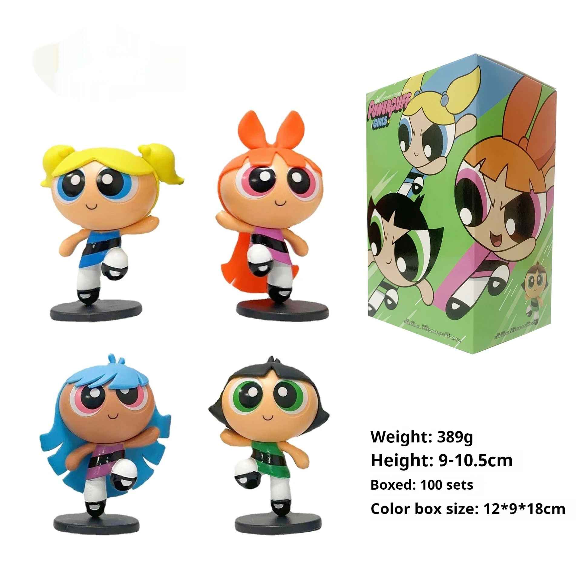 The Powerpuff Girls figure set with Blossom, Bubbles, Buttercup cartoon collectible statues
