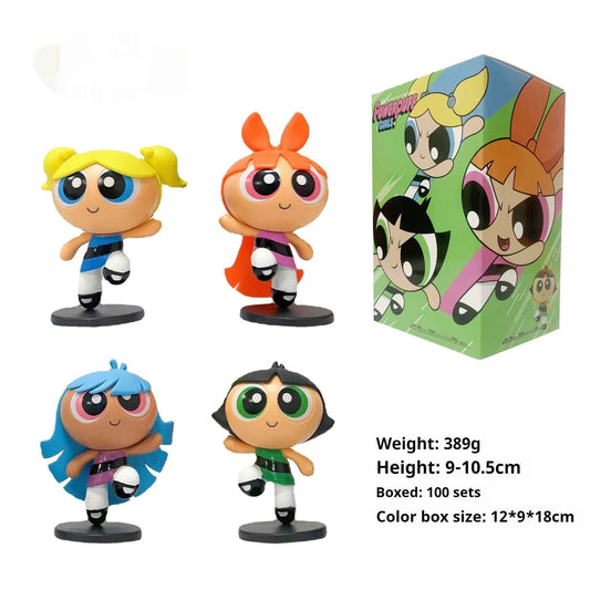 The Powerpuff Girls figure set with Blossom, Bubbles, Buttercup cartoon collectible statues