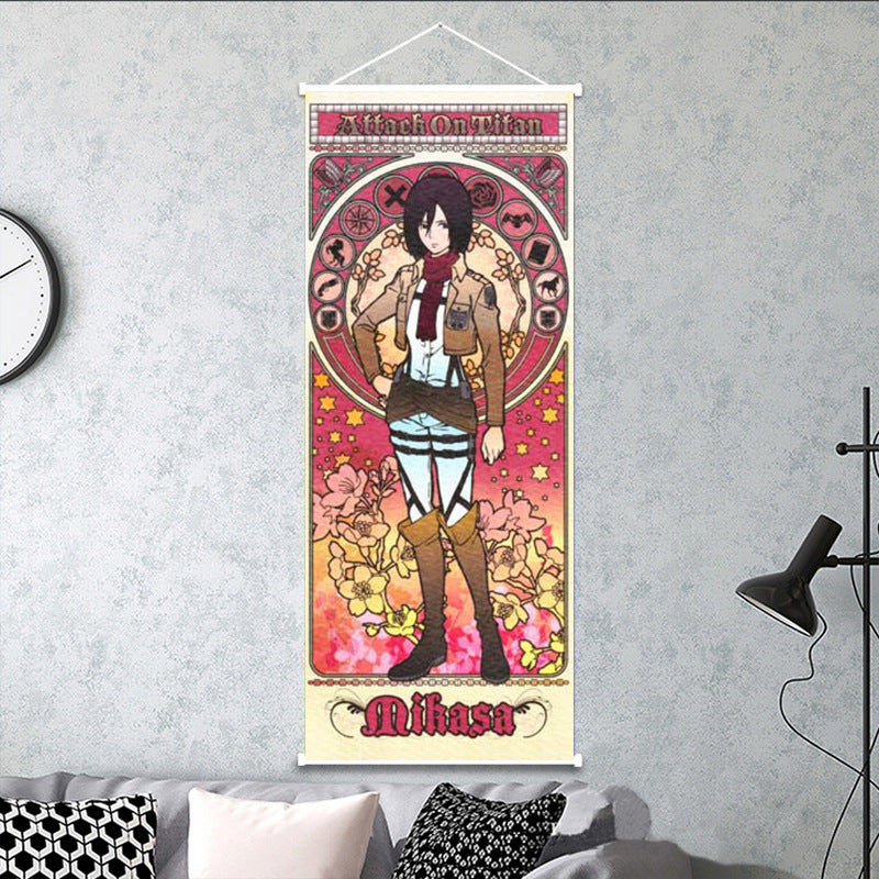 ⚔️ 🛡️ Attack on Titan Wall Scroll Set – Eren, Mikasa, Armin & Levi
