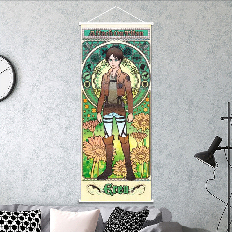 ⚔️ 🛡️ Attack on Titan Wall Scroll Set – Eren, Mikasa, Armin & Levi