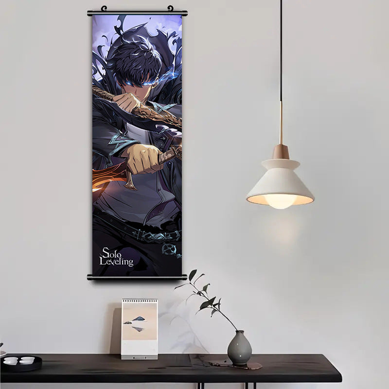⚔️ Solo Leveling Wall Scroll – Sung Jin-Woo Shadow Monarch Art