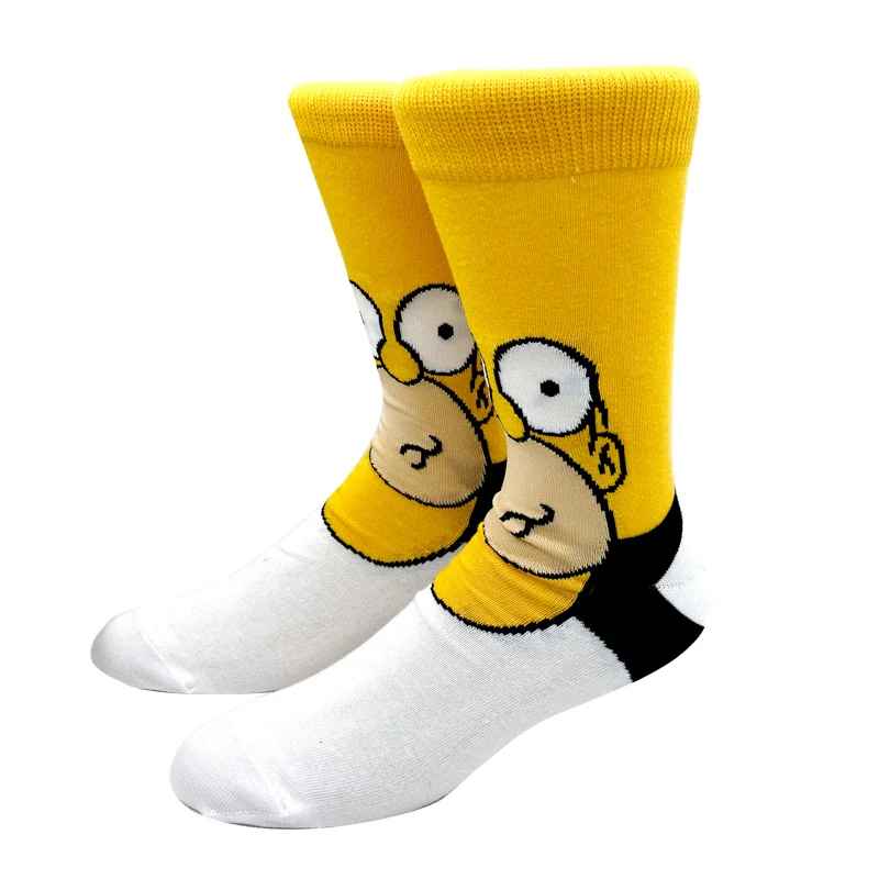 The Simpsons Homer Socks | Yellow & Black Face Crew Socks Cartoon Merchandise | Geekzillaa