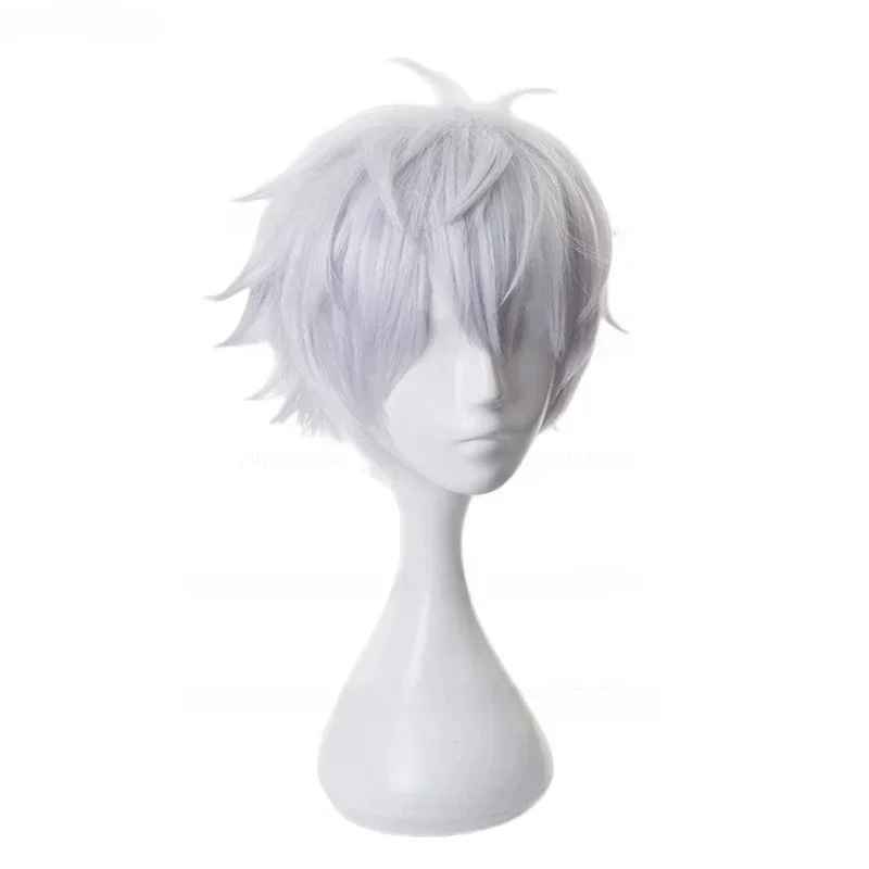 Satoru Gojo Cosplay Wig – Jujutsu Kaisen Short White Synthetic Hair (Heat Resistant)