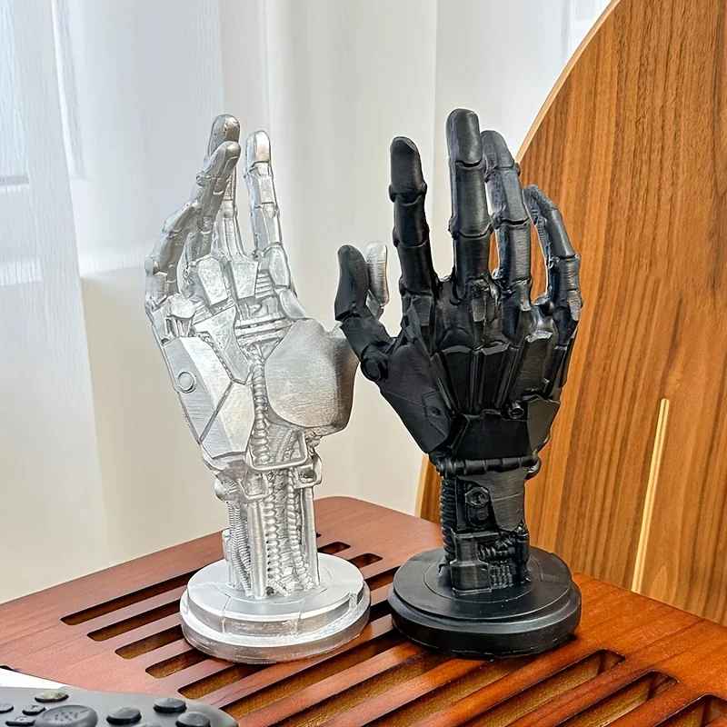 Cyberpunk Robot Hand Statue | Black Mechanical Hand Desk Decor | Geekzillaa