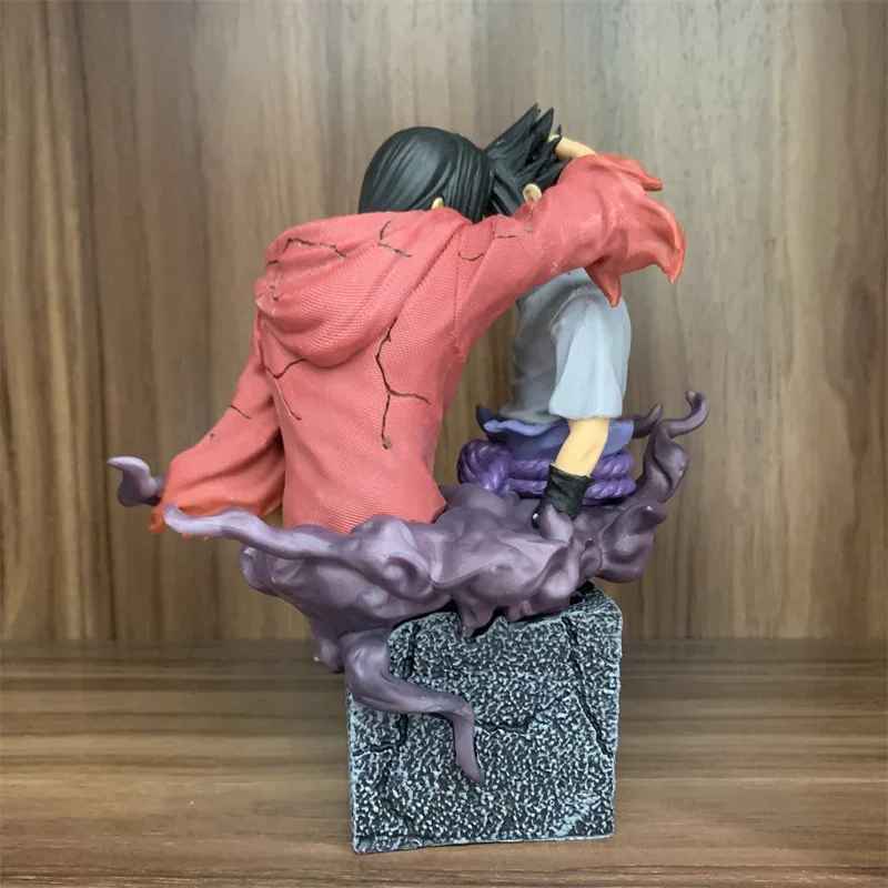 Sasuke & Itachi Uchiha Tribute Statue | Naruto Shippuden Brothers' Farewell Figure | Uchiha Crest Base | Geekzillaa