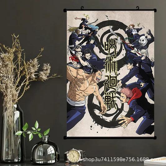 👊 Jujutsu Kaisen Wall Scroll – Gojo, Yuji, Sukuna & Team (50x75 cm)