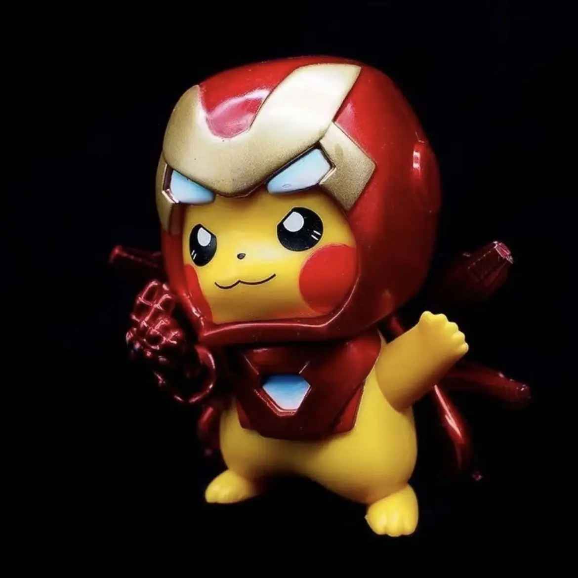 Pikachu Deadpool Iron Man Figure | Superhero Cosplay Chibi Marvel Pokémon Cross-Over Toy | Geekzillaa