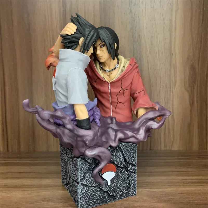 Sasuke & Itachi Uchiha Tribute Statue | Naruto Shippuden Brothers' Farewell Figure | Uchiha Crest Base | Geekzillaa