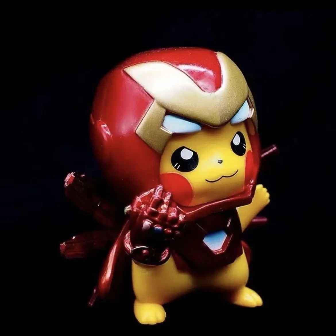 Pikachu Deadpool Iron Man Figure | Superhero Cosplay Chibi Marvel Pokémon Cross-Over Toy | Geekzillaa