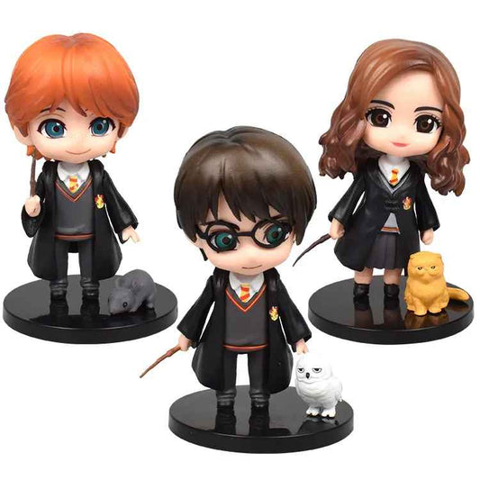 3pcs Harry Potter Q Posket Figure Set – Hermione, Ron, & Hedwig with Magical Pets Collectible