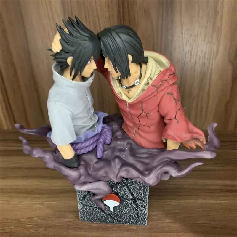 Sasuke & Itachi Uchiha Tribute Statue | Naruto Shippuden Brothers' Farewell Figure | Uchiha Crest Base | Geekzillaa