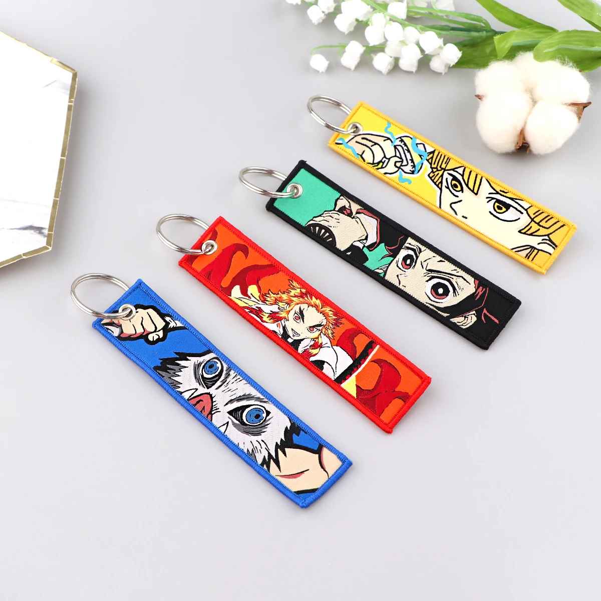 🗡️ Demon Slayer "Breath Style" Embroidered Cloth Keychains