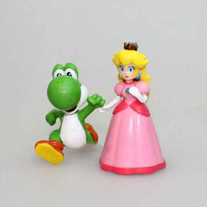 Mario, Luigi, Peach & Yoshi Collectible Toy Set (6 Pcs)