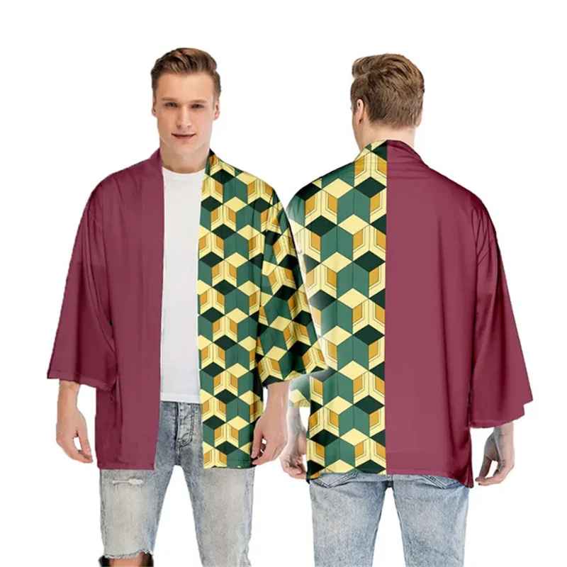 Giyu Tomioka Half-Patterned Haori Coat – Anime Kimono Cardigan