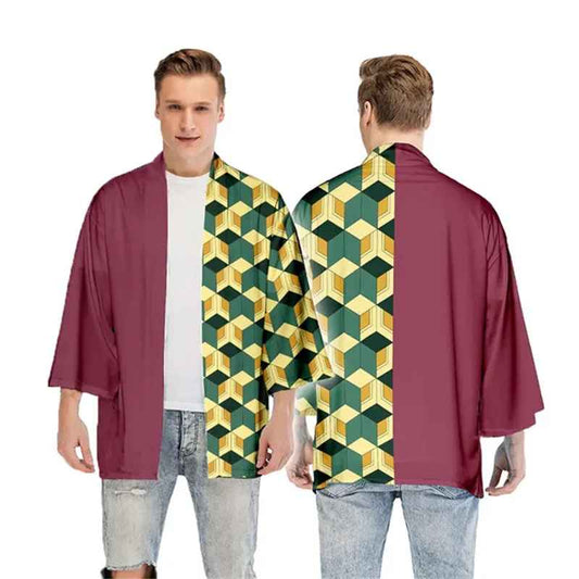 Giyu Tomioka Half-Patterned Haori Coat – Anime Kimono Cardigan