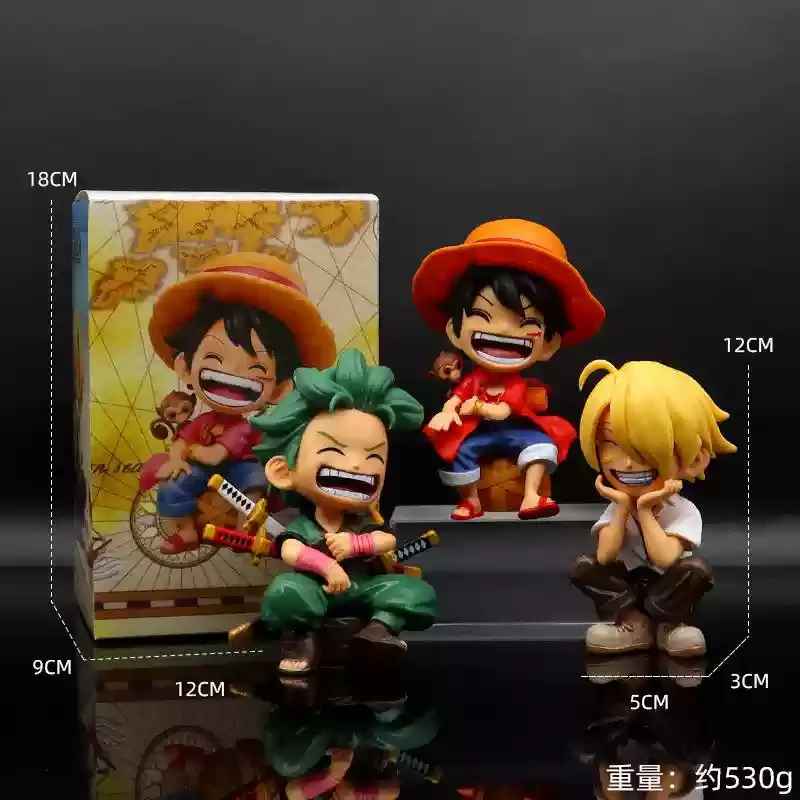 One Piece Figure Set | Luffy & Roronoa Zoro Mini Chibi Statue Straw Hat Pirate Collectibles | Geekzillaa