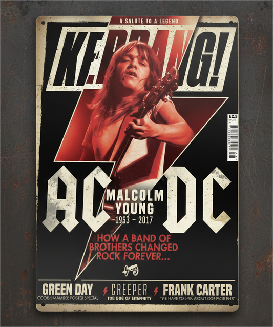 AC/DC Malcolm Young "Kerrang!" Tribute Metal Poster