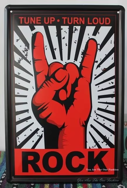 "Tune Up • Turn Loud" Rock Hand Metal Poster