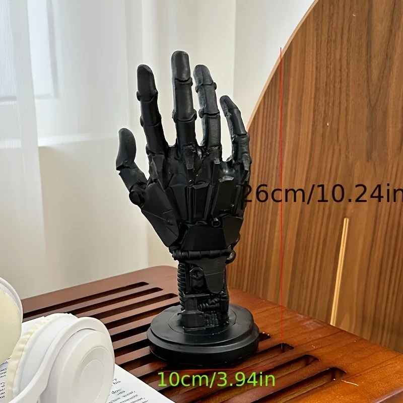 Cyberpunk Robot Hand Statue | Black Mechanical Hand Desk Decor | Geekzillaa