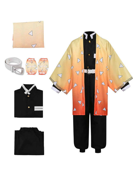 Zenitsu Agatsuma Cosplay Costume – Demon Slayer Thunder Breathing Uniform