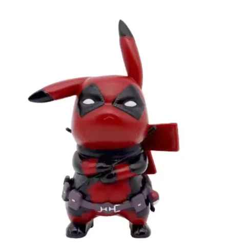 Pikachu Deadpool Iron Man Figure | Superhero Cosplay Chibi Marvel Pokémon Cross-Over Toy | Geekzillaa