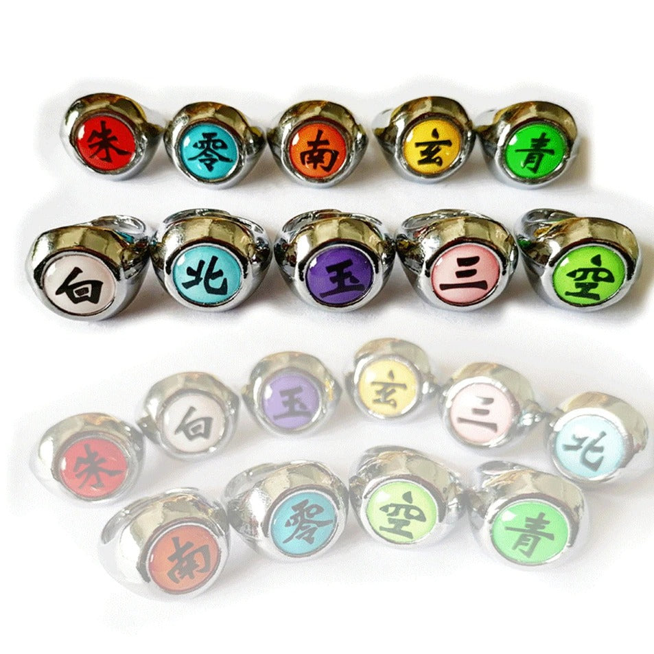 10 Pcs Naruto Rings Akatsuki Cosplay Member’s Ring Set New In Box Metal Ring